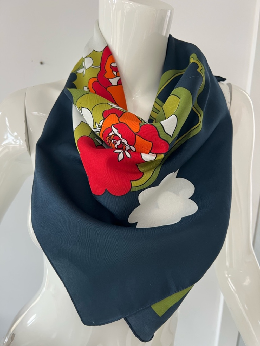 vintage 70s Made in Italy Floral Scarf Hair Bandana Hair Tie